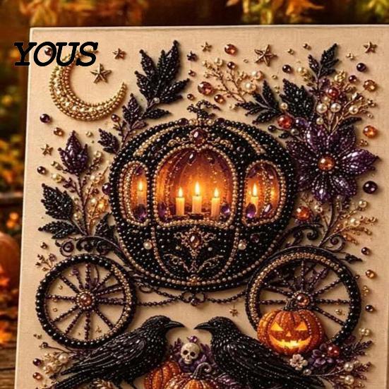 Sieraden Kralen Kunst Ambacht Halloween Nep Parel Set, Pompoen Geest DIY Schilderen Handgemaakte Muurhangende Afbeeldingen 3D Ambacht Set voor Volwassenen, Sets