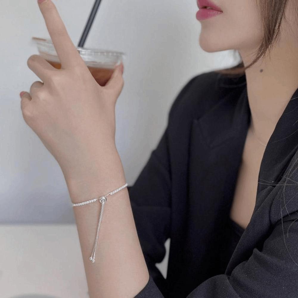 Glitter String Crystal Tennis Bracelet Stretch Fit Claw Chain Bracelet  Women's Jewelry