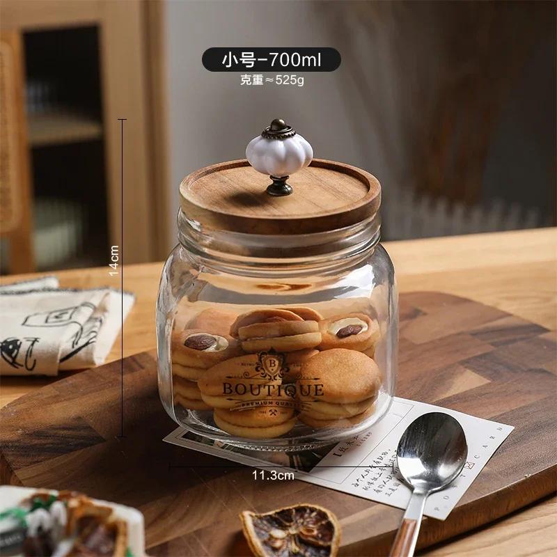 For Transparent Glass Storage Jar Cereal Grain Sealed Candy Nuts Box Food Grade Container Garlic Lid Decor Jewelry