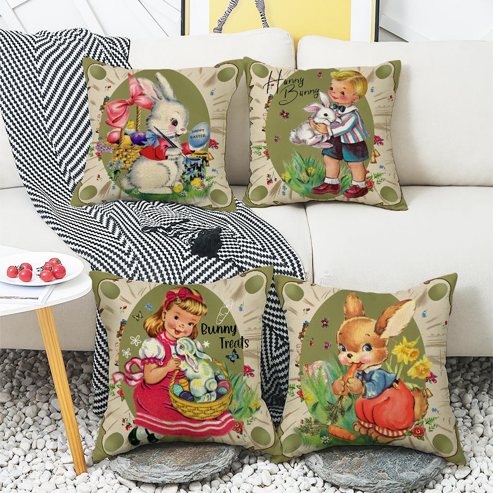 Easter Pillow Office Pillow Case Home Decoration Sofa Pillow Case Rabbit Easter Egg