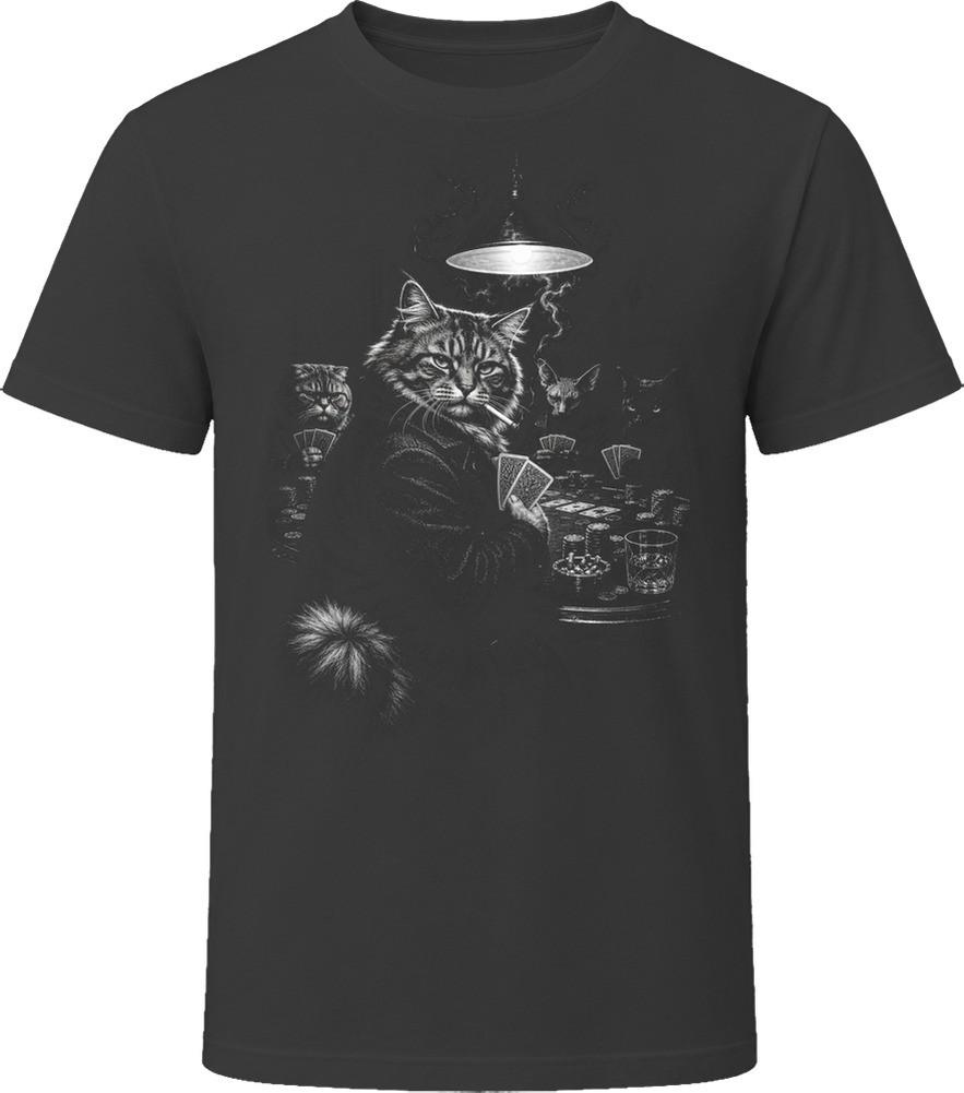 Kurilian Bobtail Cat Playing Cards Midnight Poker Game T-Shirt