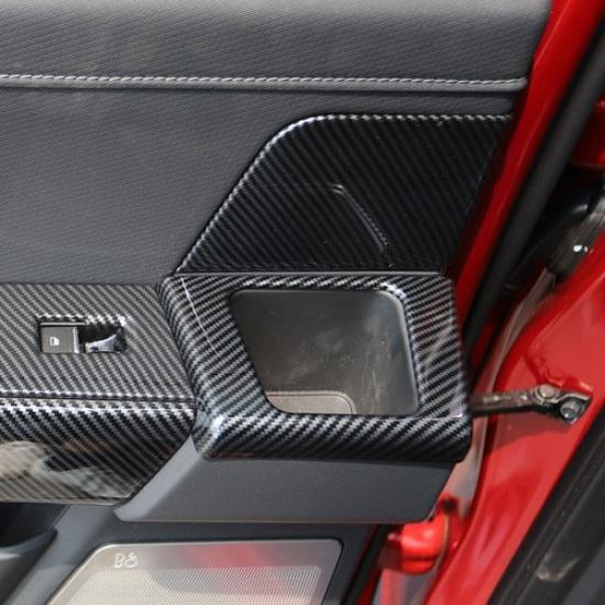2xRear Door Dandle Cup Holder Panel Cover Trims for Ford F150 + Carbon Fiber