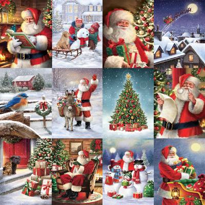 5D DIY Diamond Drawing Round Drill Santa Claus Snowman Christmas Tree Embroidery Full Picture Mosaic Christmas Cross Stitch Decoration