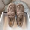 Fashion 2025 Ladies Luxury Lambswool Loafers Moccasins Femme Winter Cotton Shoes Women Warm Plush Slip On Curly Furry Sheep Fur Flats