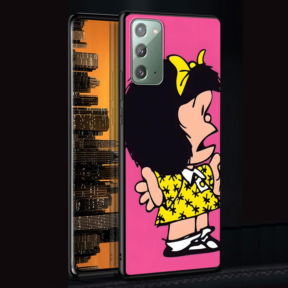 Cartoon Cute Mafalda Case for Samsung Galaxy Note 20 Ultra 8 10 Lite 9 TPU Phone Cover Note 10 Plus Black Soft Shell Funda Capa