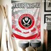 Custom Name Sheffield United FC Wall Tapestry Aesthetic Wall Hanging Printed Fabric Blanket Decorative Tapestries for Bedroom Living Room Home Decor