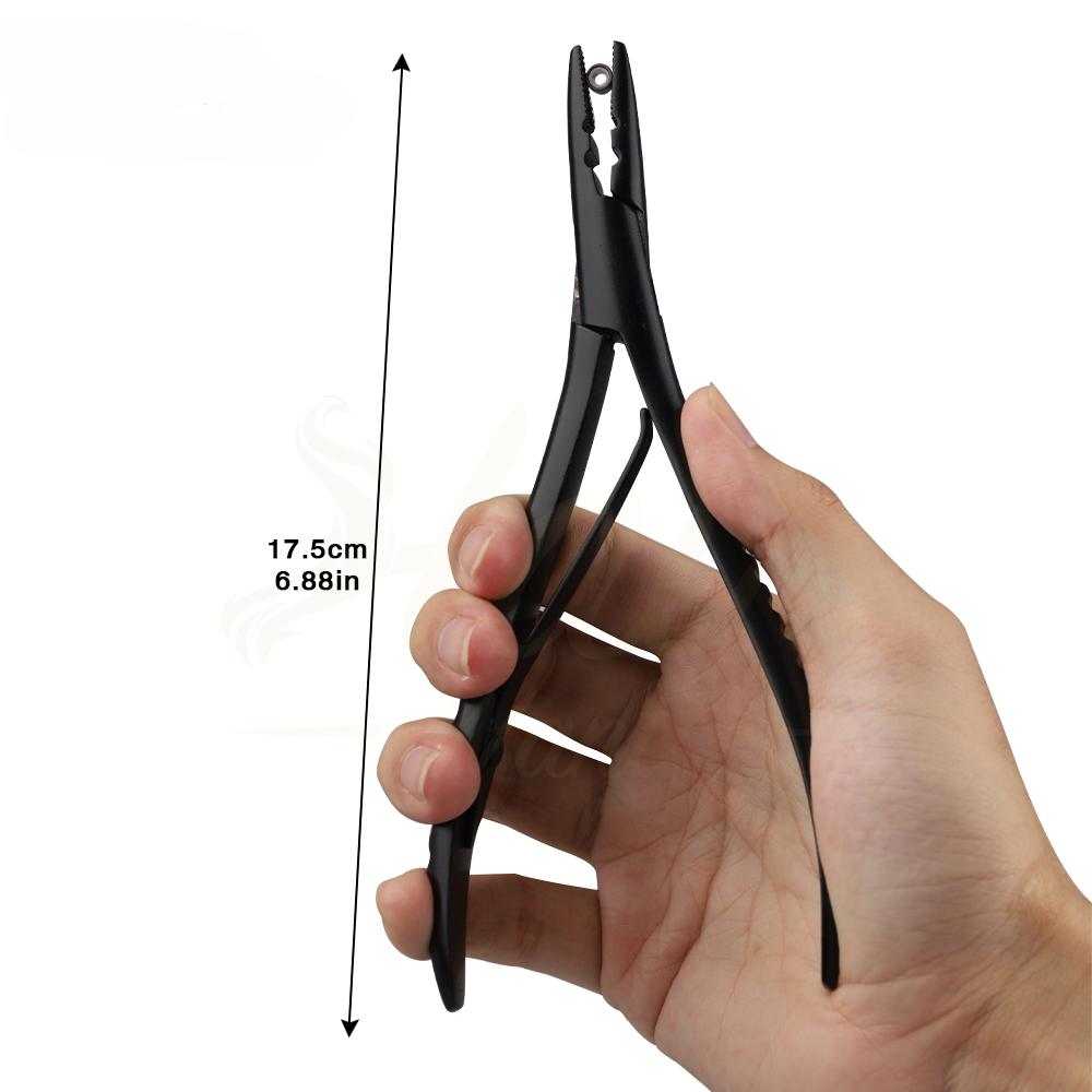 Clește pentru extensie de păr cu micro margele mai aproape 2 găuri Instrument multifuncțional de extensie a părului pentru îndepărtarea părului Micro buclă inelă