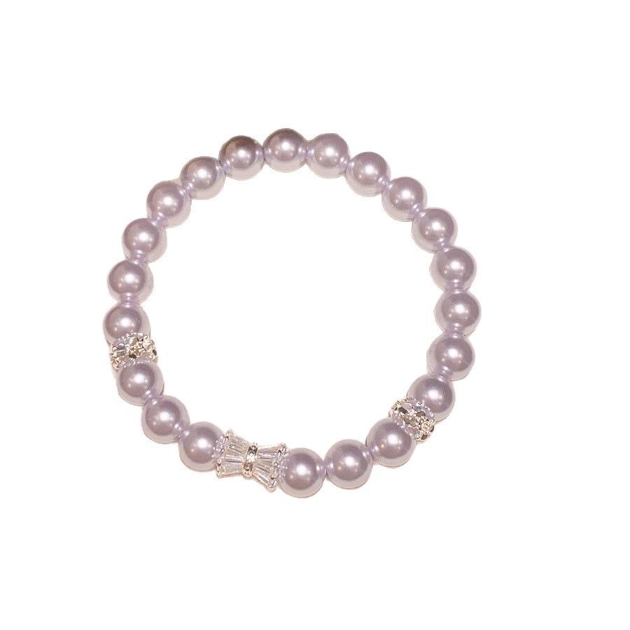 Purple Jade & Zircon Pearl Oval Beaded Bracelet - Elegant Luxury Hand Jewelry