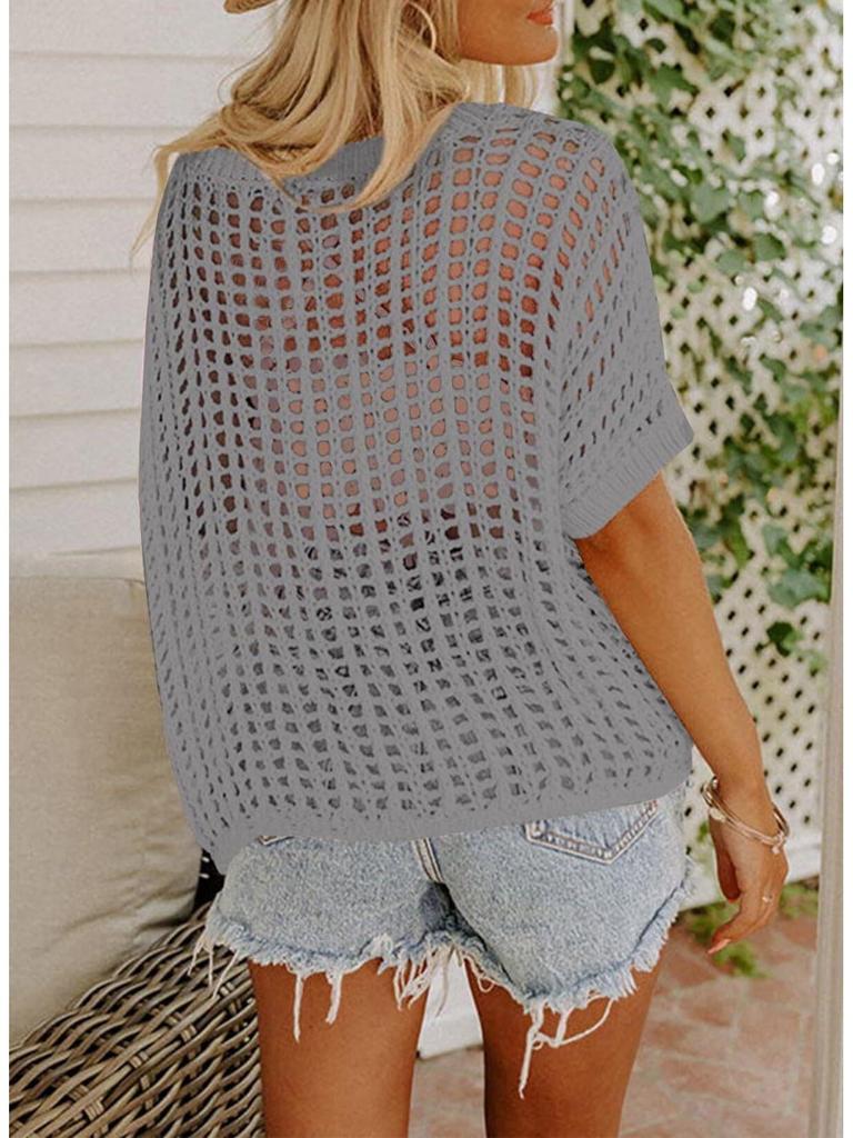2025 Summer Cutout Knit Beach Cover-up Sweater for Women