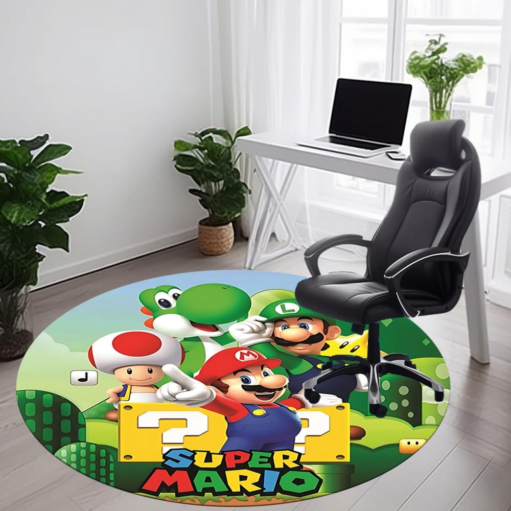 1PC Super Mario Office Round Rug, Non-slip, Soft and Durable Office Rug for Interior Decoration, Perfect for Office, Beautiful Decoration