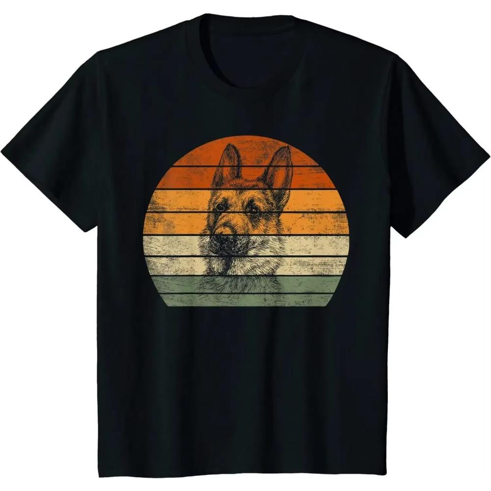 German Shepherd Gifts for Women Men Shepherd Print Graphic T-Shirt Graphic T Shirts Men Clothing Vintage T Shirt