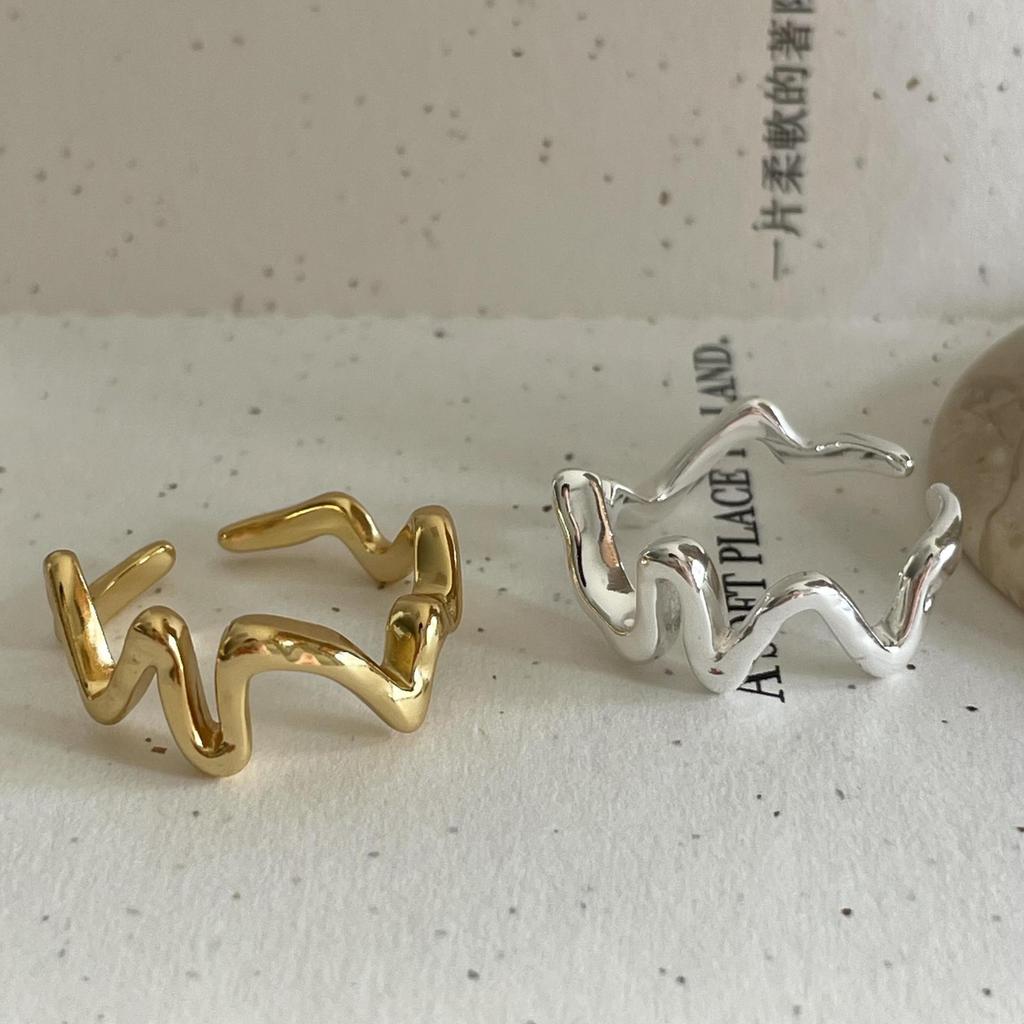 925 Sterling Silver Rings For Women Geometric Fine Jewelry Finger Adjustable Gold Interware CZ Ring For Party Birthday Gift