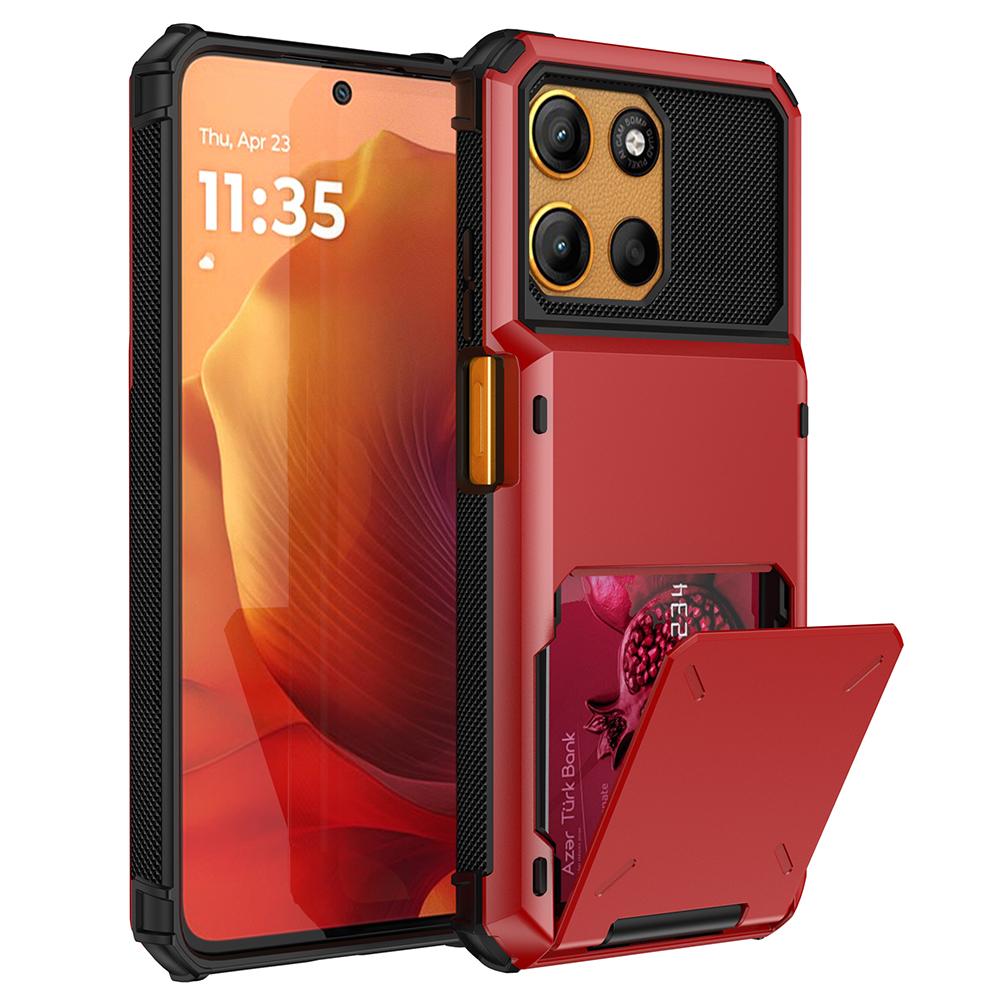 Für Motorola Moto G15 4G Hülle PC + TPU Doppelschicht Rückseite Handyhülle mit Kartenhalter
