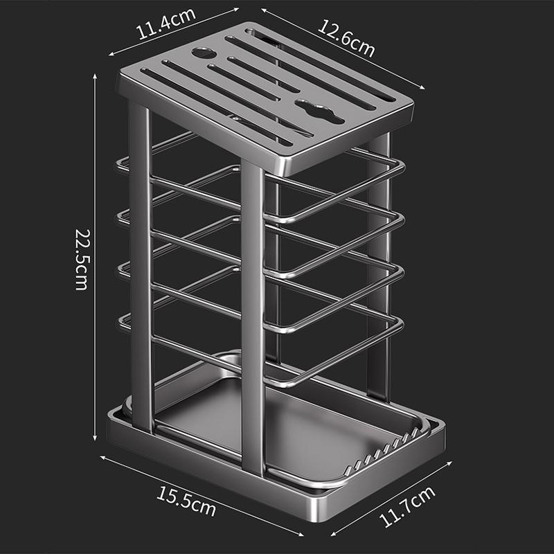 Carbon Steel Kitchen Knife Tool Storage Rack Large Capacity Extra-Thick Household Utility Knife Holder Organizer with Drainer