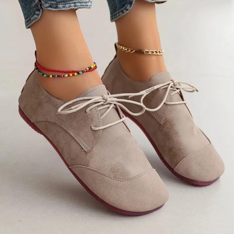 Fashion Comfortable Soft Bottom Round Head Women's Flat Shoes with Rope Decoration Solid Color Casual Breathable and Not Easy To Slip