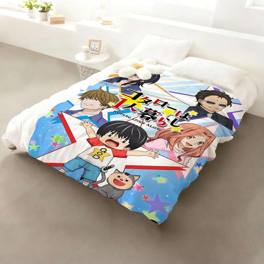 Anime Cute Anime Kotaro Lives Alone Throw Flannel Throw Blanket: Soft Kid-Friendly Warm Anti-Static All Season Washable Couch