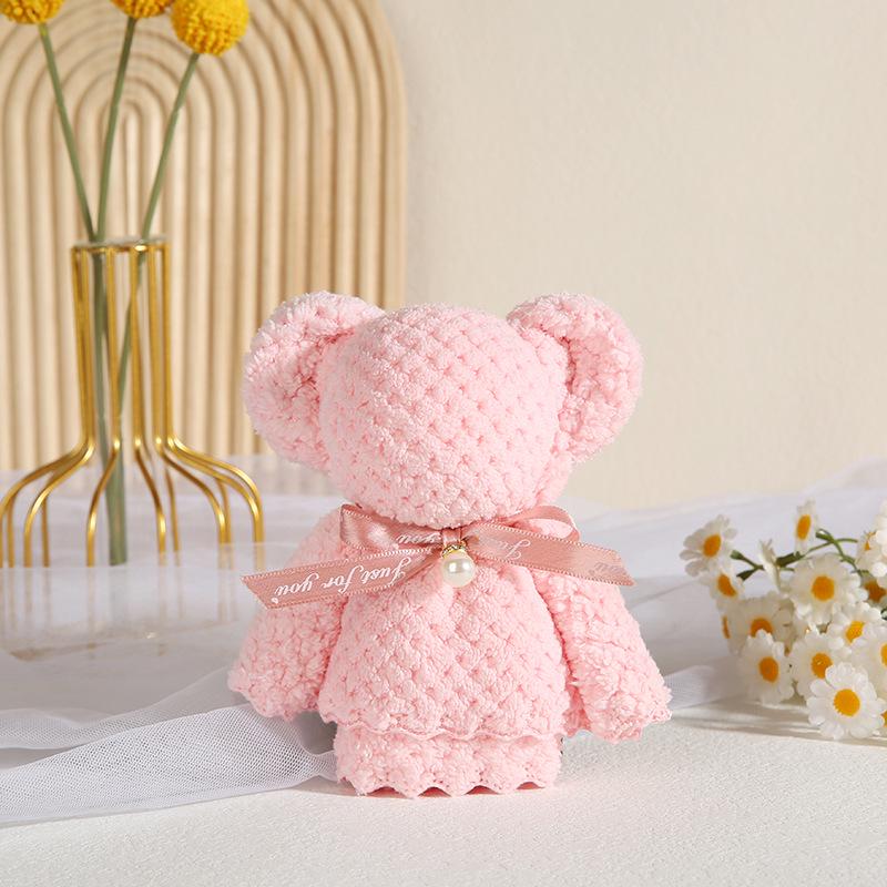 30x30 Coral Fleece Little Bear Towel - Wedding Gift Box, Favours & Cake Decorations