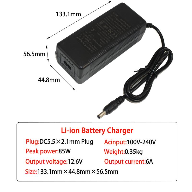 

12.6V 6A Lithium Battery Charger for 3S 18650 Li-ion Packs (12V) EU/US/UK/AU Plug High Quality EU Plug