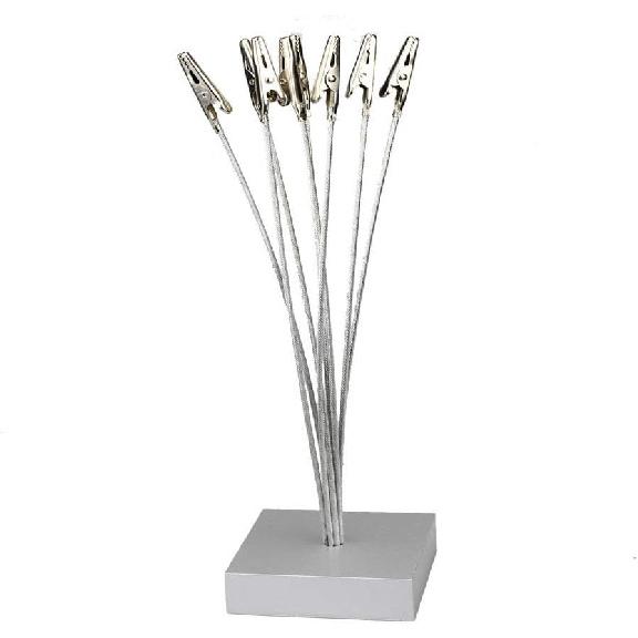 2Pcs Cube Base 8-Branch Tree Style Memo,Photo Clip,Paper Holder,Table Number Holder for Wedding Party Sliver