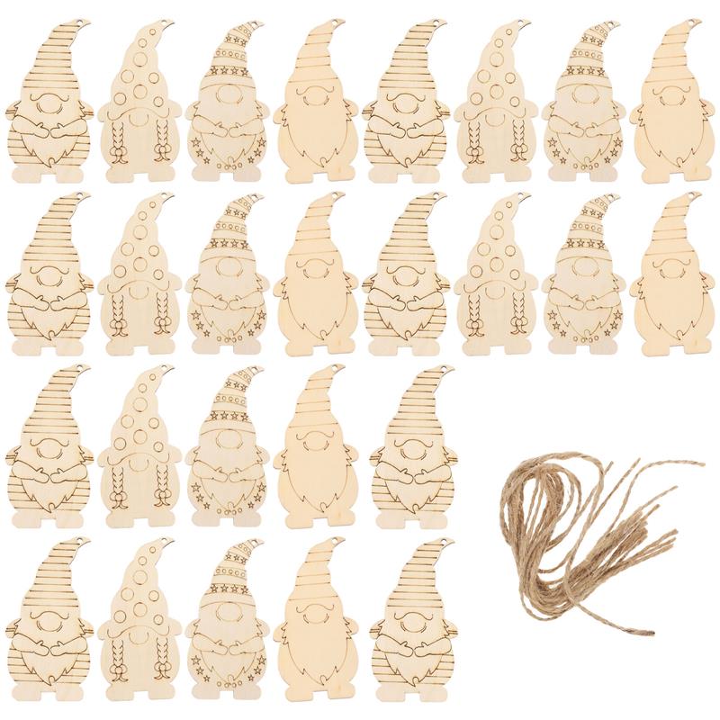 

40PCS Christmas Unfinished DIY Painting Wood Pendant Blank Gnome Crafts Dwarf Christmas tree ornaments Home Xmas party Decor хаки
