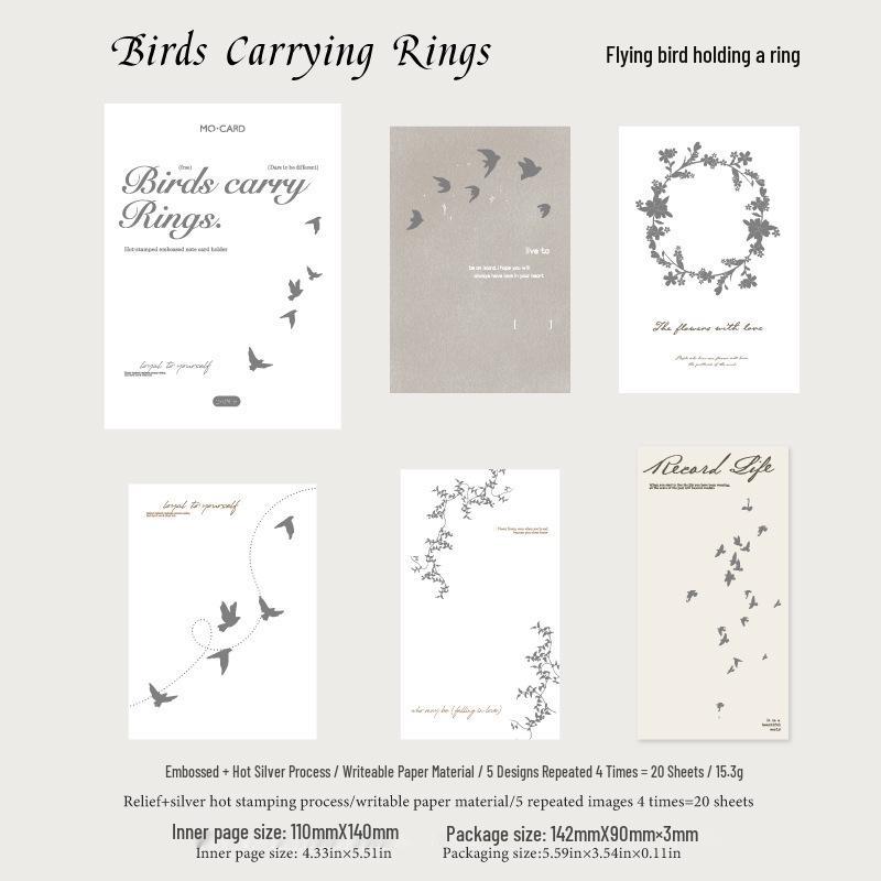 Mò Mò Bái Embossed Silver Letterpress Sticky Notes -  The World is Silent Like a Maze  Series for Journal Decoration and Collage.