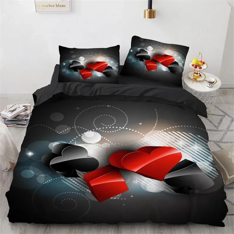 

Comforter Poker King Twin Card Game Bedding Set Microfiber Gamer Playing Comforter Boys Retro Game Red Black Comforter (quilt)-EU Single(135*200cm)3pcs