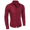 Men Fashion Solid Color Turn Down Collar Long Sleeve Slim Fit Blouse Shirt Top