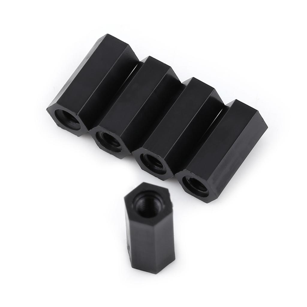 100Pcs Black PA66 M3 Female X M3 Female Hex Threaded Spacer Standoff