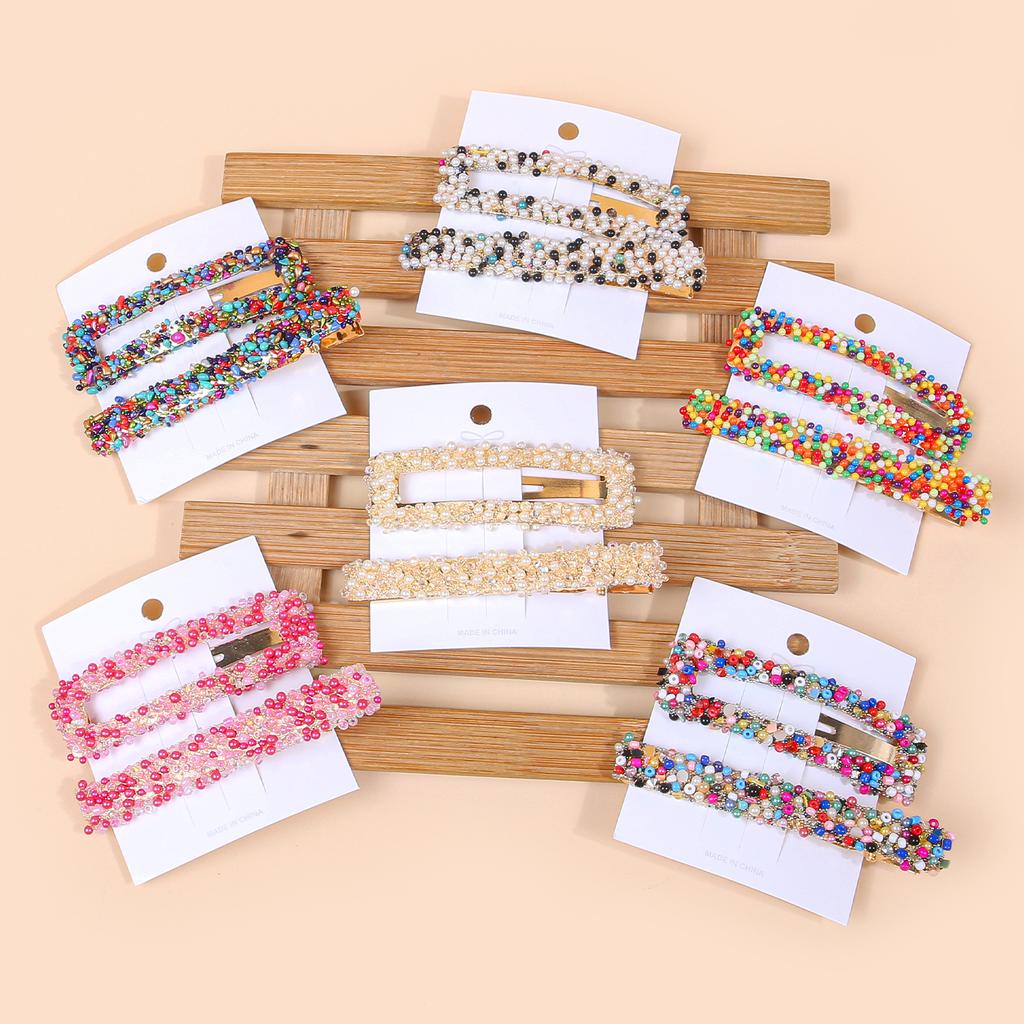 2pcs/set Handmade Pearls Hair Clips Pin for Women Fashion Geometric Barrettes Headwear Girls Sweet Hairpins Hair Accessorie