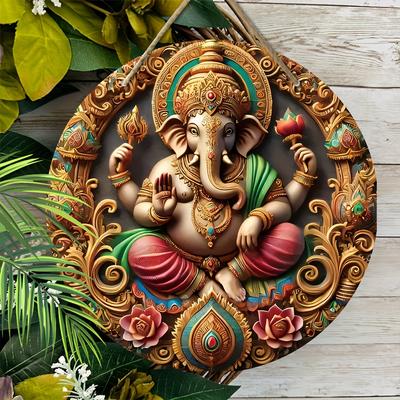 Klassisches Ganesha-Dekorationswandschild aus Holz – Mehrzweck-Hängeschild für Tür, Wand, Haus, Zimmer, Bauernhaus, Straße, Geschäft, Garage, Bar, Garten