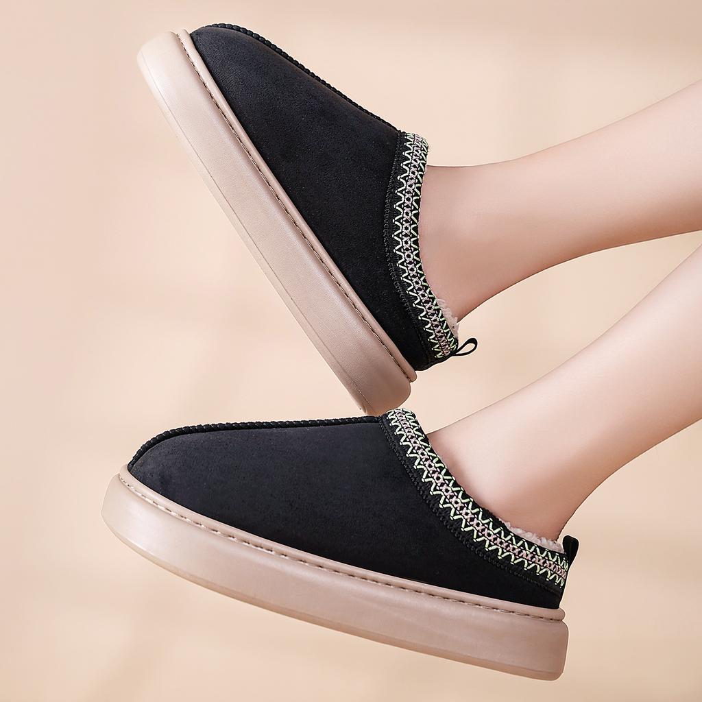 Shoes women's winter velvet thickened cotton shoes half-drag cotton boots large size foreign trade women's boots cold-proof and warm cotton slippers