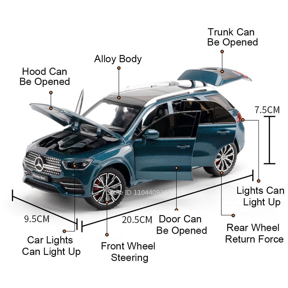 1:24 GLE350 GLS63 SUV Spielzeugauto Modell Legierung Druckguss Pull-Back Türen Geöffnet Sound Licht Geländewagen Modelle Jungen Geburtstagsgeschenke