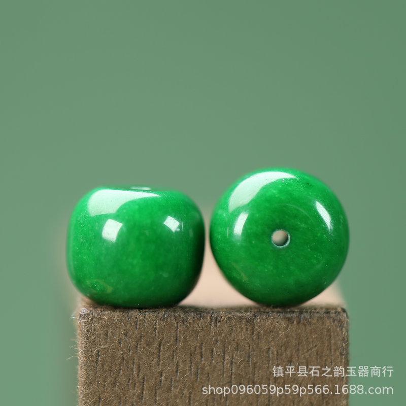 Green Jade Barrel Beads, 14x12mm, DIY Jewelry Ornaments, Loose Beads for Necklace, Y174