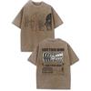 Segmented Abstract Face "lost Mind" and "finding the Soul" Printed Men's Street Style Distressed Washed 230g Cotton T-shirt, Suitable for Holidays
