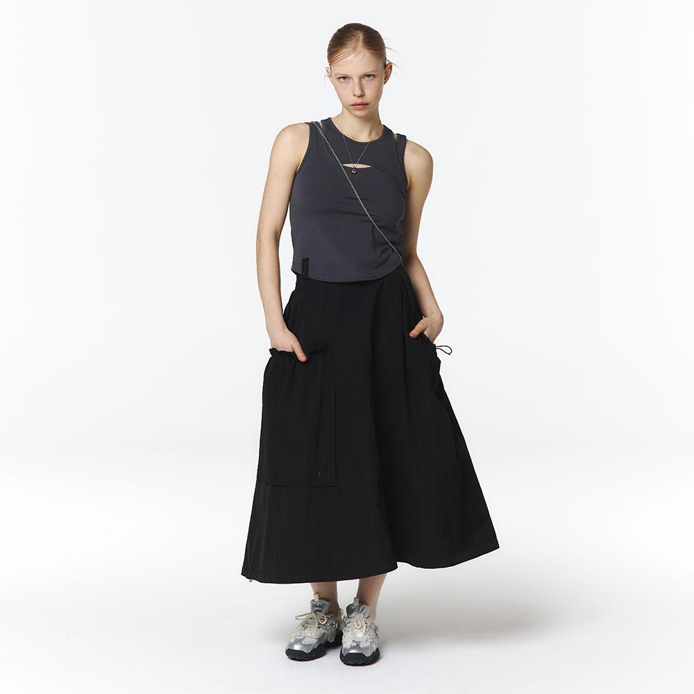 OFFROAD Damen Asymmetrischer Rock mit Außentaschen (Schwarz)_5L41811