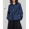 Demana Damen Französische Wolkenbaumwolle Rüschen Jeansbluse