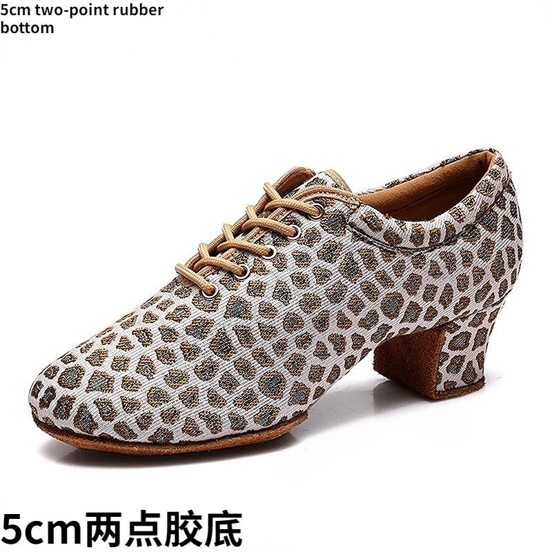 Leopard Latin Dance Shoes Jazz Tango Salsa Woman Modern Ballroom Dance Shoes Teacher Shoes 3.5cm/5cm Heels Dance Sneakers