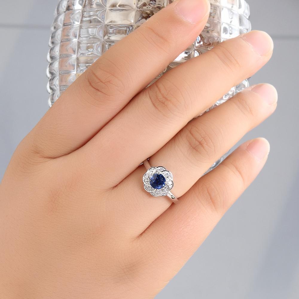 Návrh ve tvaru květu prsten náušnice přívěsek náhrdelník přírodní kyanit 925 Sterlingové stříbro jemná šperková sada pro ženy Dárky k narozeninám