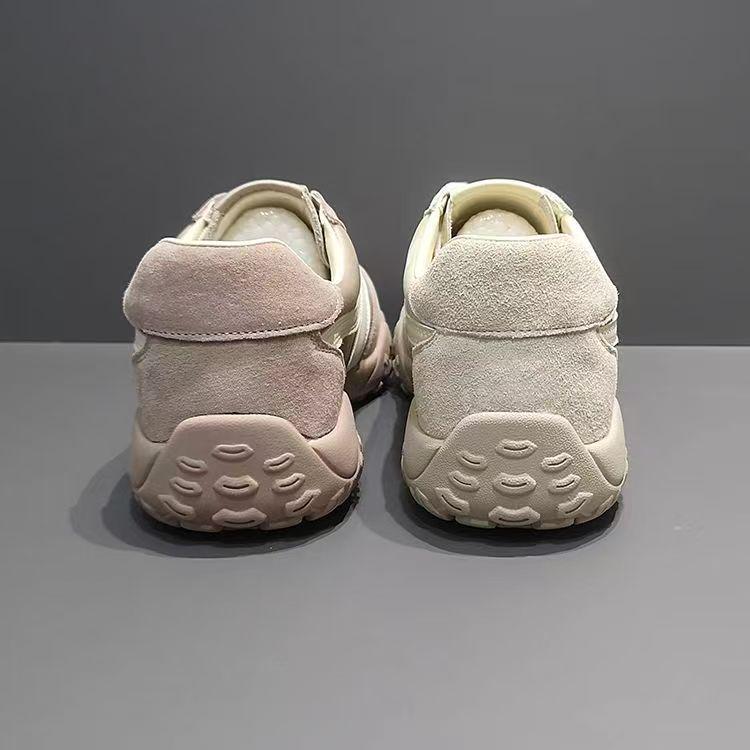 Hochwertige Damen Sportschuhe im koreanischen Stil, atmungsaktives Leder - Neue vielseitige Freizeit-Sneaker mit dicker Sohle