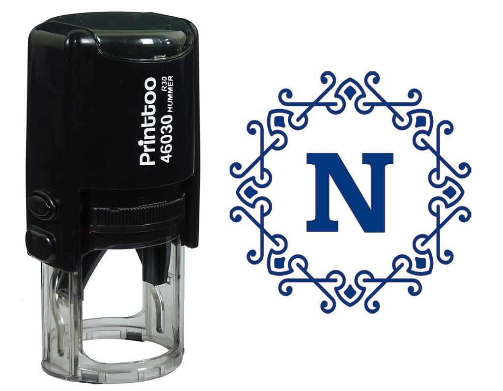 Printtoo Alphabet N Monogram Octagon Celtic Swirl Frame Self Inking Rubber Stamp Office