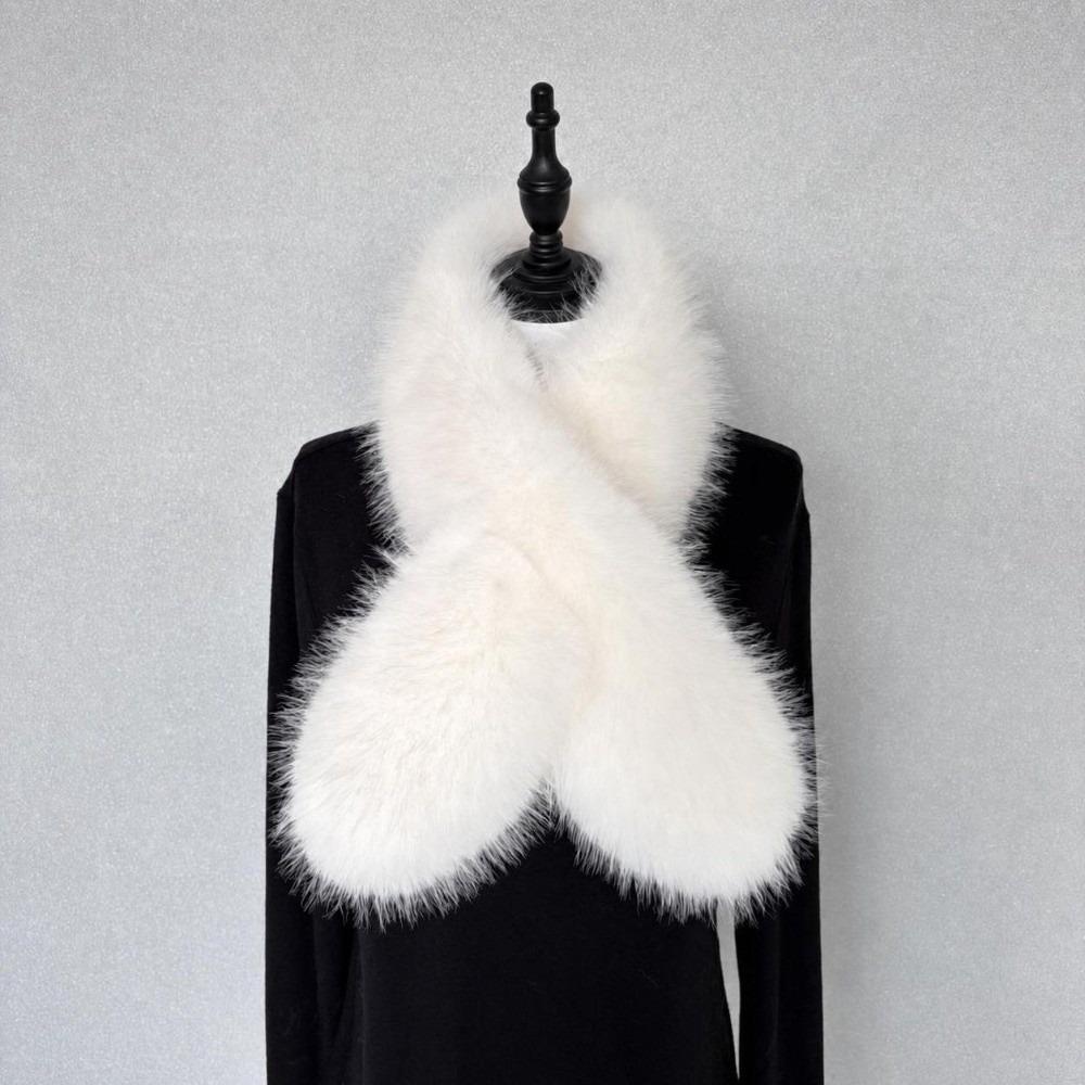 Faux Fox Fur Cross Scarf Thick Fur Neck Warmer Winter Warm Plush Scarf Autumn Winter