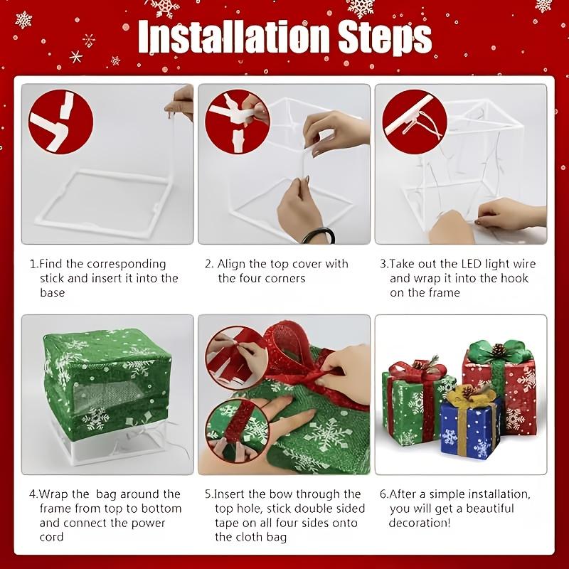 3pcs Box Light Set, Battery Operated Warm Light Boxes, 8 Flashing Modes, IP66, Indoor Living Room Patio Party Tree Valentine's Day Holiday Decor