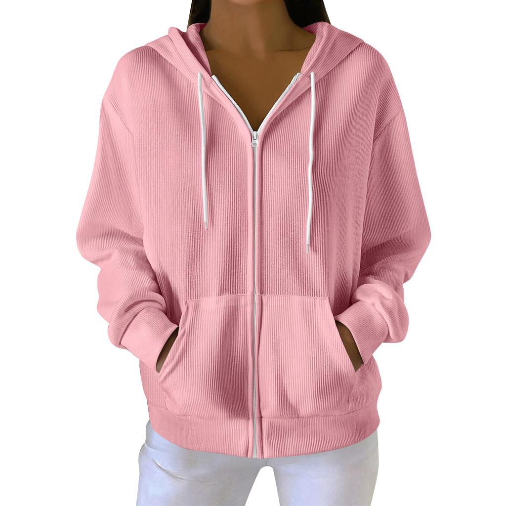 Women's Casual Fashion Long-Sleeved Zip-Up Christmas Print Knitted Hoodie