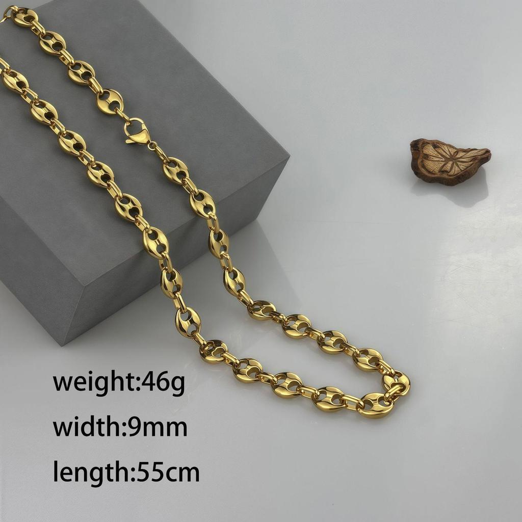 18k Vergoldetes Kaffeebohnen-Ketten-Halsketten- und Armband-Set