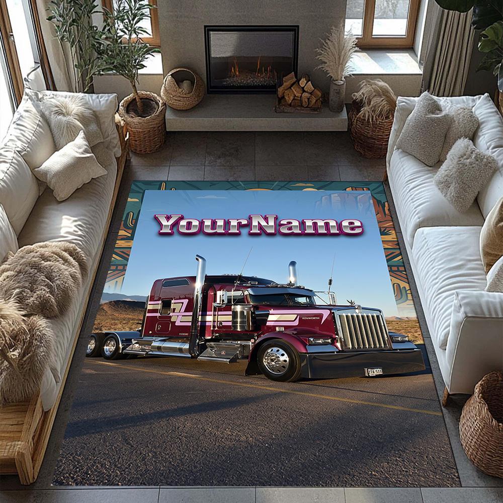 Kw Heavy Trucks Personalized Name Floor Rug Office Rug Suitable for Living Rooms Foyer Outdoor Hallway Anti-slip Rug Anime Office Decor