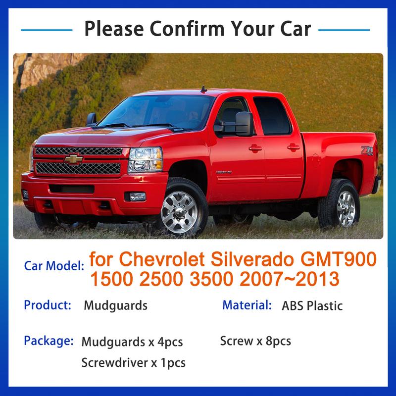 4x für Chevrolet Silverado GMT900 1500 2500 3500 2007 2008 2009 2010 2011 2012 2013 Spritzschutz Kotflügel Schmutzfänger Zubehör