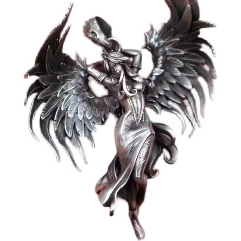 Unisex Retro Angel Wings Pendant Necklace - Punk Style & Couple Design