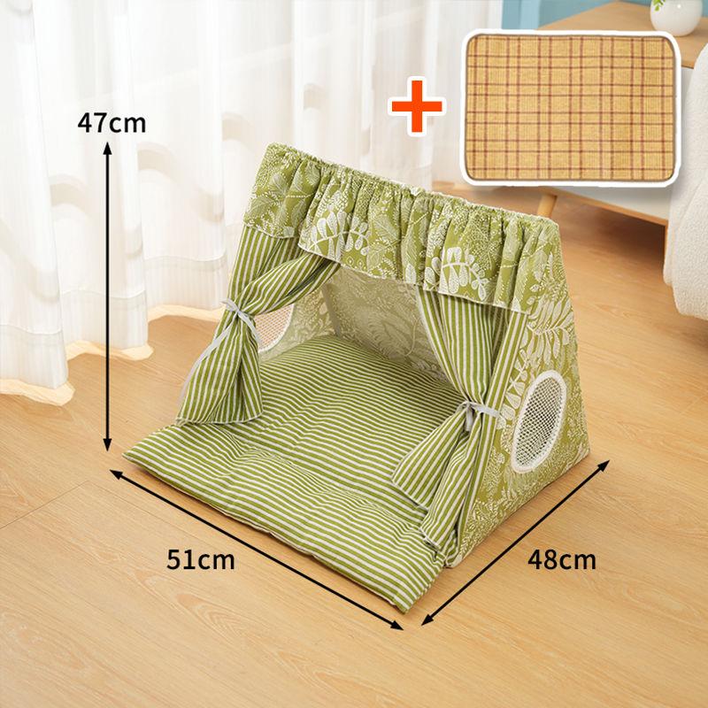 Cute Cat Tent House Removable Clean Dog Tent Bed Breathable Cool Cats Summer Cave Large Space Puppy Kitten House Pet Accessories