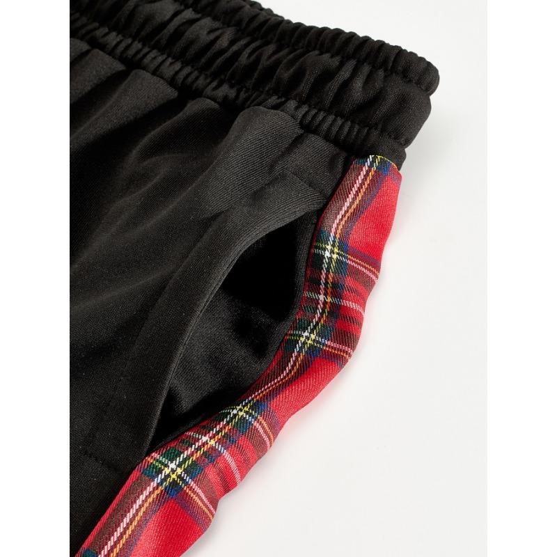 New men's row buckle spelling plaid webbing casual trousers straight trousers outdoor trousers men's new