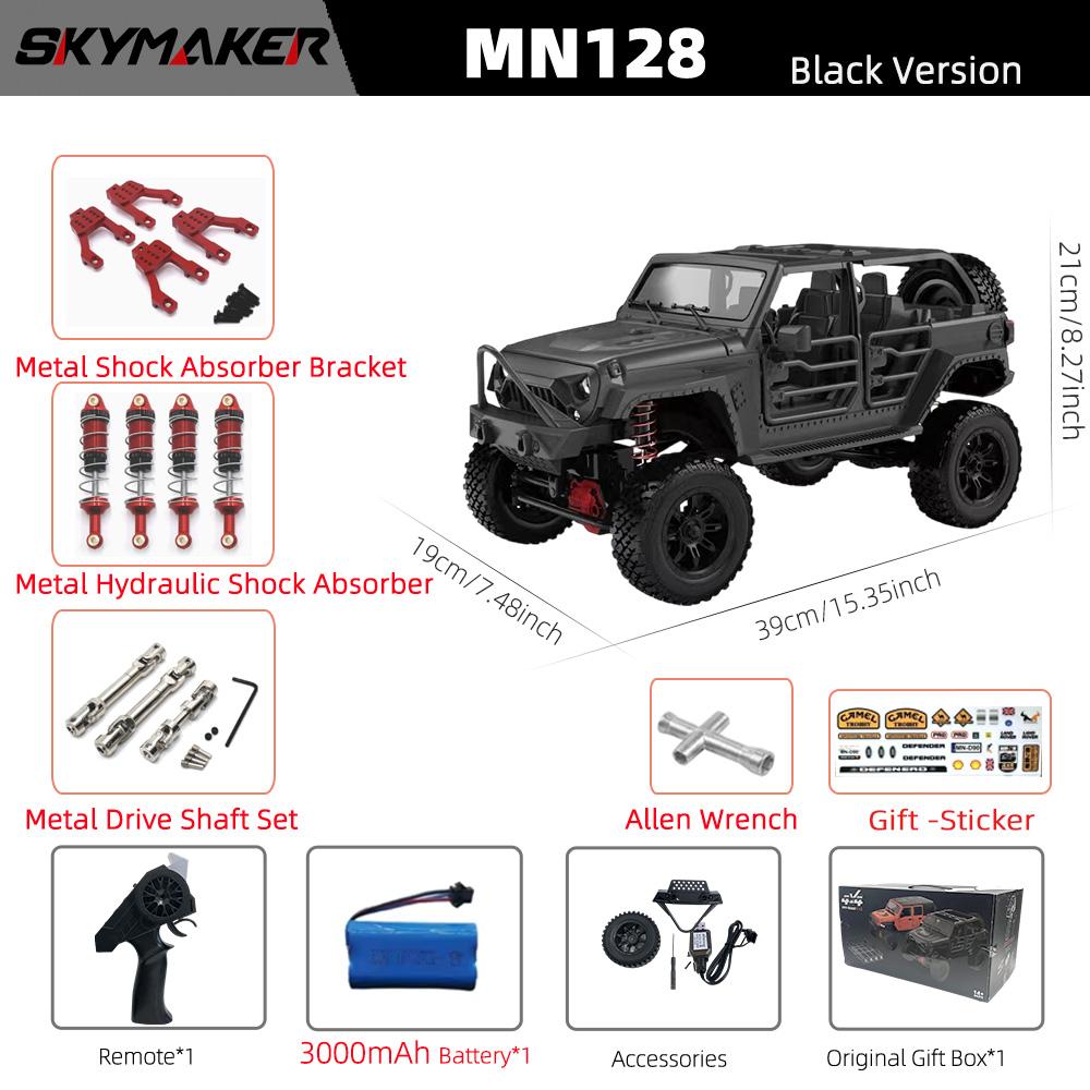 MN128 1/12 RC Car 4WD Jeep Model 2.4G Remote Control LED Light 4X4 Off Road 4WD Climbing RC Truck Electric Toy Car Gift for Boy